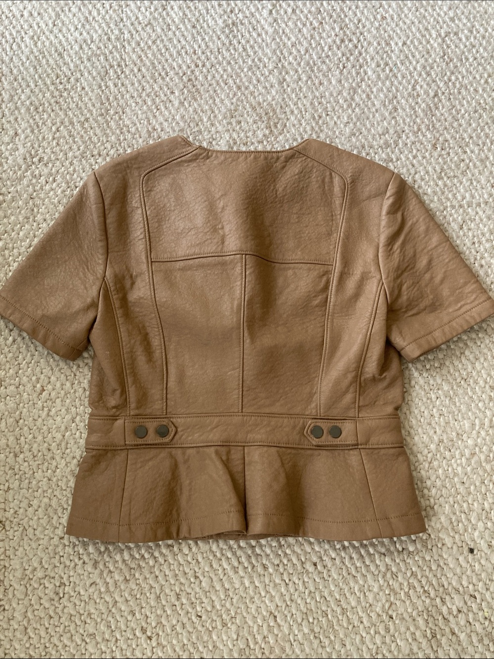Vegan Leather BCBGMaxAzria Tan Short-Sleeve Top - Picture 5 of 11
